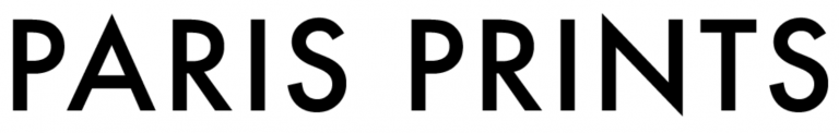 Bold, black uppercase text reading "PARIS PRINTS" on a white background. The typography is modern and clean, conveying simplicity and elegance.